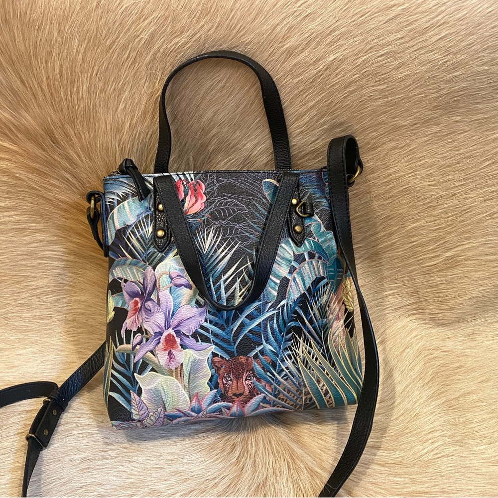 SAK Sophie Jungle print Black crossbody purse